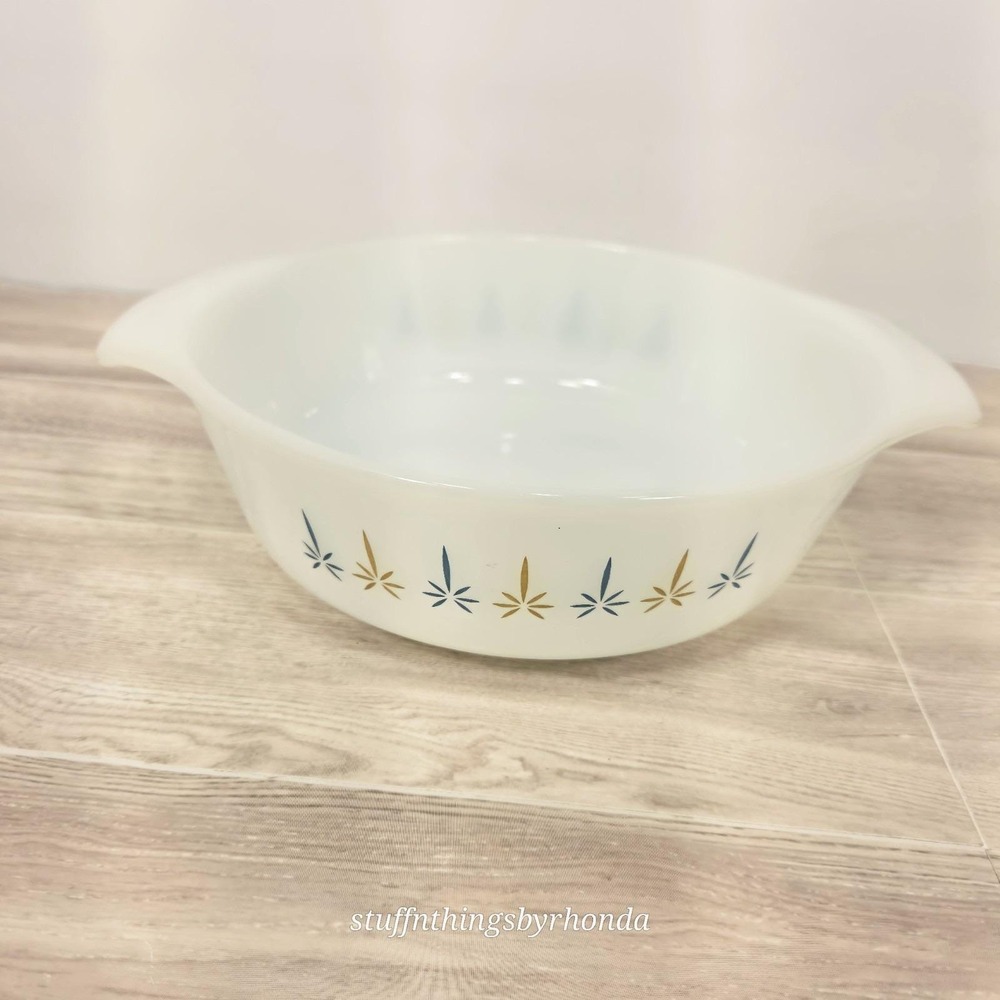 VTG MCM Anchor Hocking Fire King 1 Qt 436 Round Casserole Dish Candle Glow